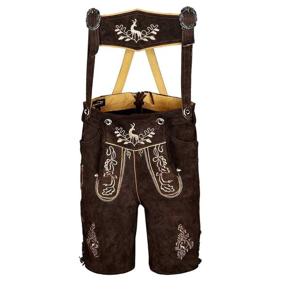 Mens Oktoberfest Outfit Suede Shorts with Embroidery, Bavarian Costume for Men - Picture 1 of 10